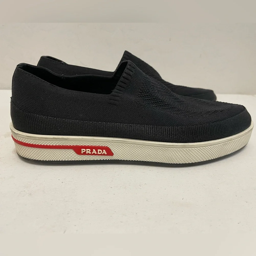 PRADA Made in Italy Re-Nylon slip-on sneakers in Black Size 35 $875 - Picture 2 of 6